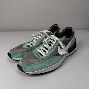 Nike Waffle One Shoes Mens Size 13 Green Gray DA7995-401 Mesh Sneakers Running